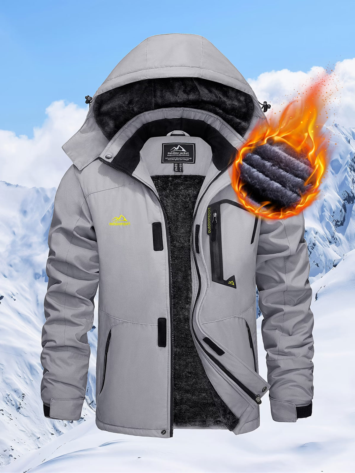 Men’s Heavyweight Fleece Lined Parka | Outdoor Thermal Hiking & Skiing Jacket