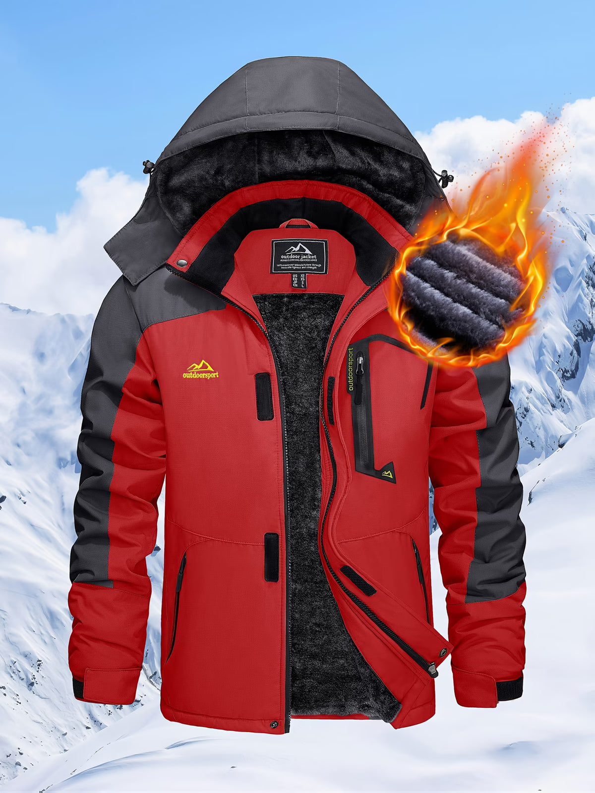 Men’s Heavyweight Fleece Lined Parka | Outdoor Thermal Hiking & Skiing Jacket