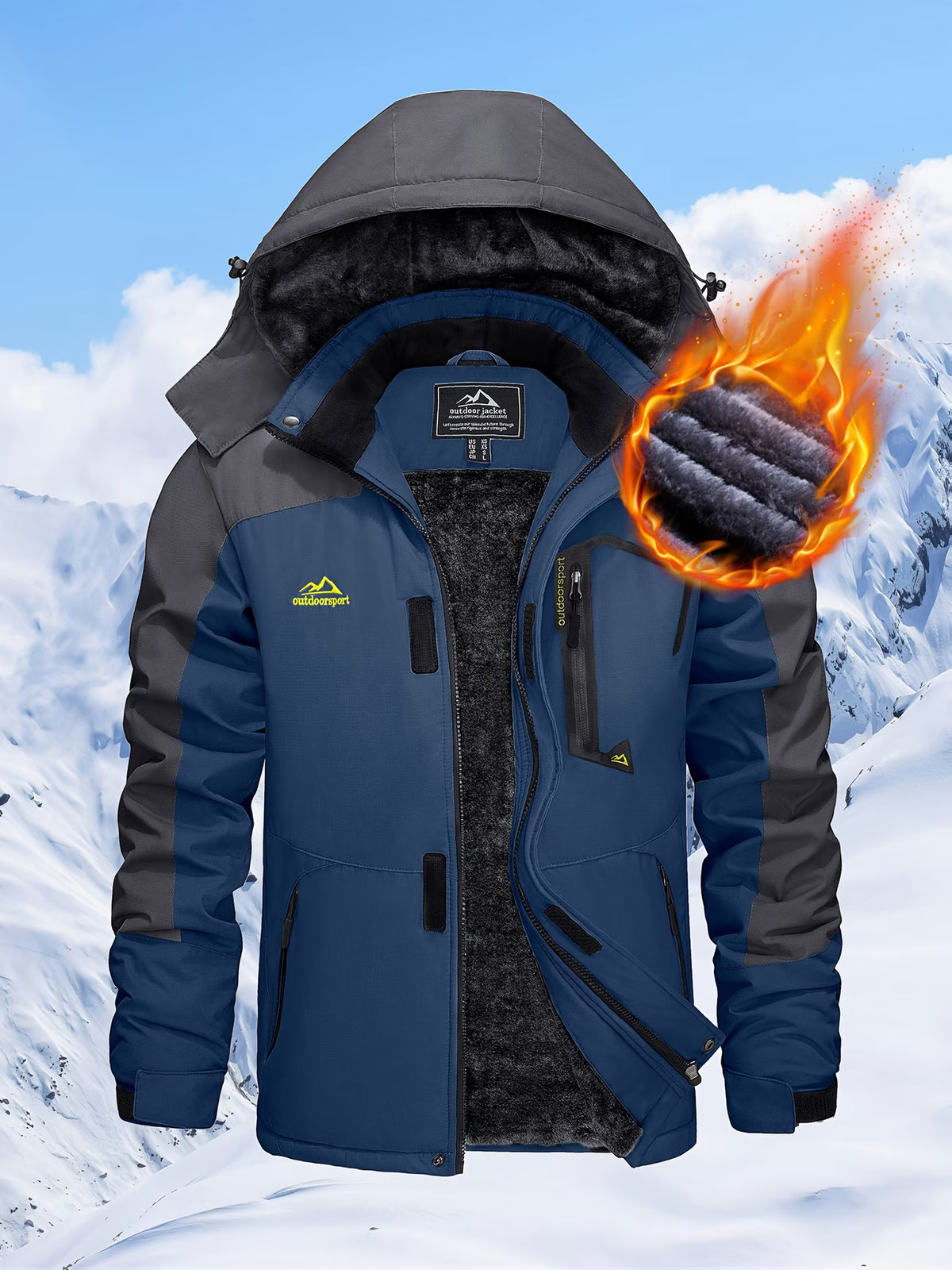 Men’s Heavyweight Fleece Lined Parka | Outdoor Thermal Hiking & Skiing Jacket