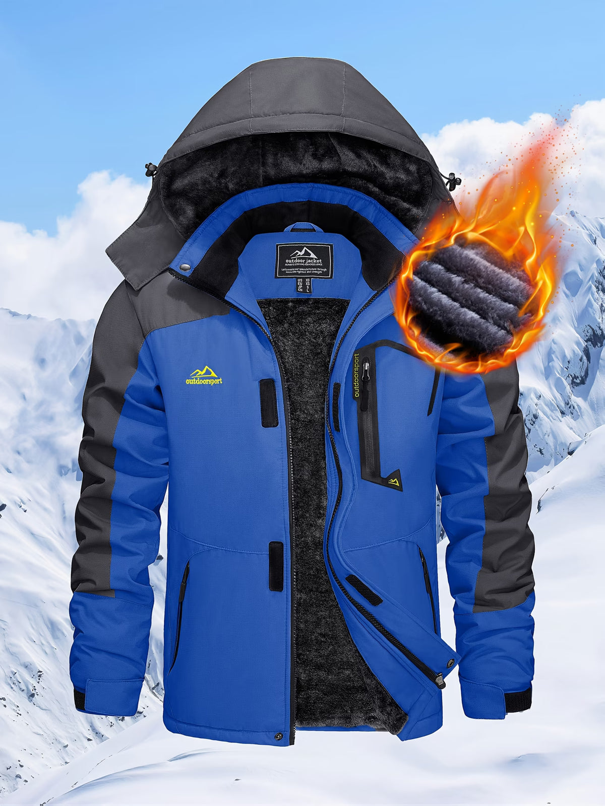 Men’s Heavyweight Fleece Lined Parka | Outdoor Thermal Hiking & Skiing Jacket