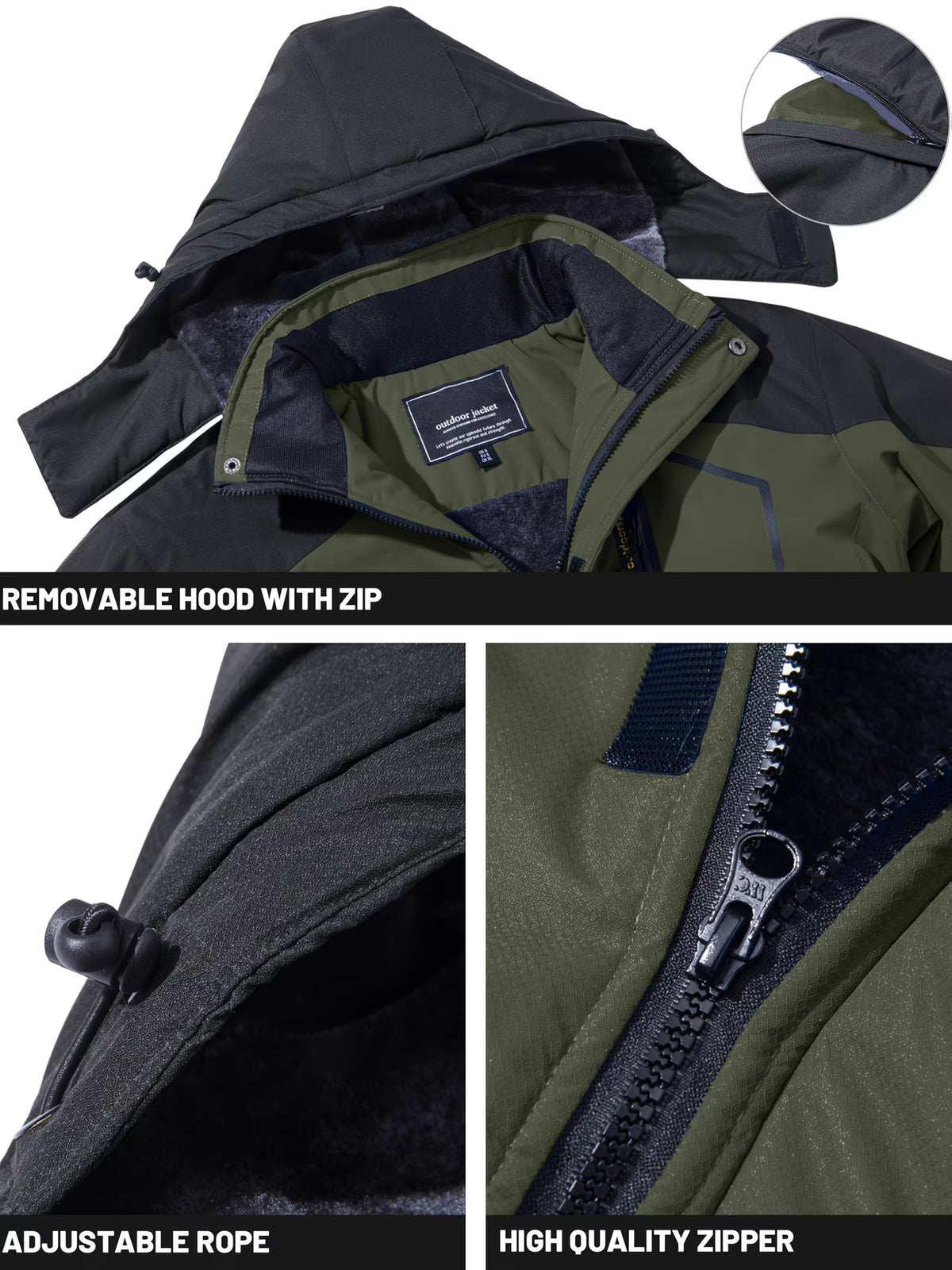Men’s Heavyweight Fleece Lined Parka | Outdoor Thermal Hiking & Skiing Jacket