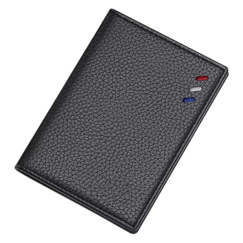 Men's Slim Faux Leather Wallet, Minimalist Vertical Card Holder