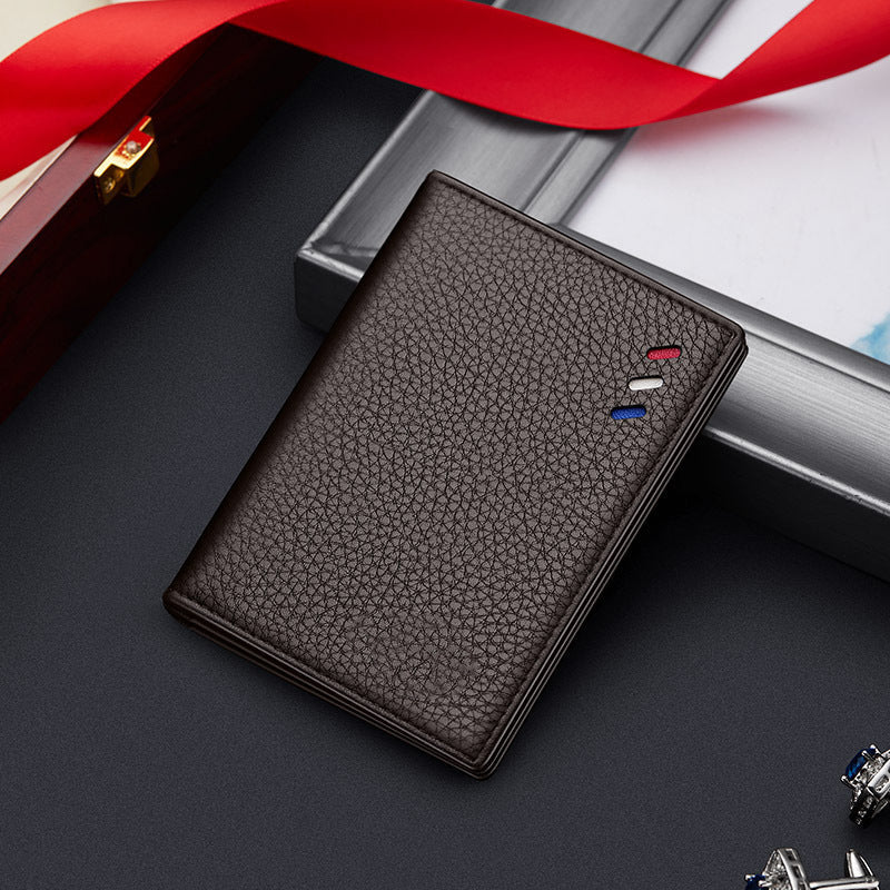 Men's Slim Faux Leather Wallet, Minimalist Vertical Card Holder