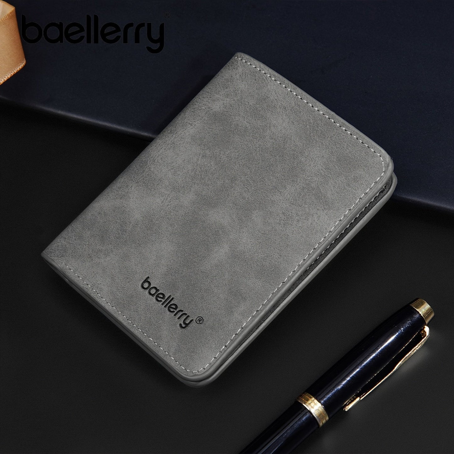 Men's Minimalist PU Leather Wallet, Slim Vertical Wallet with ID Window