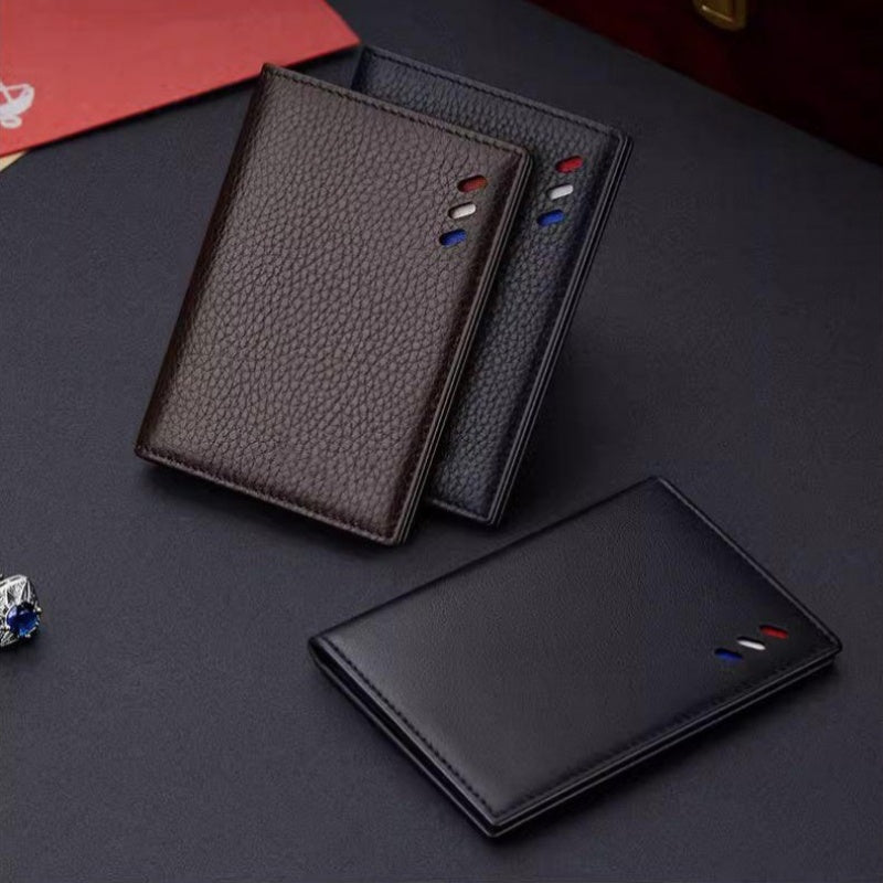 Men's Slim Faux Leather Wallet, Minimalist Vertical Card Holder