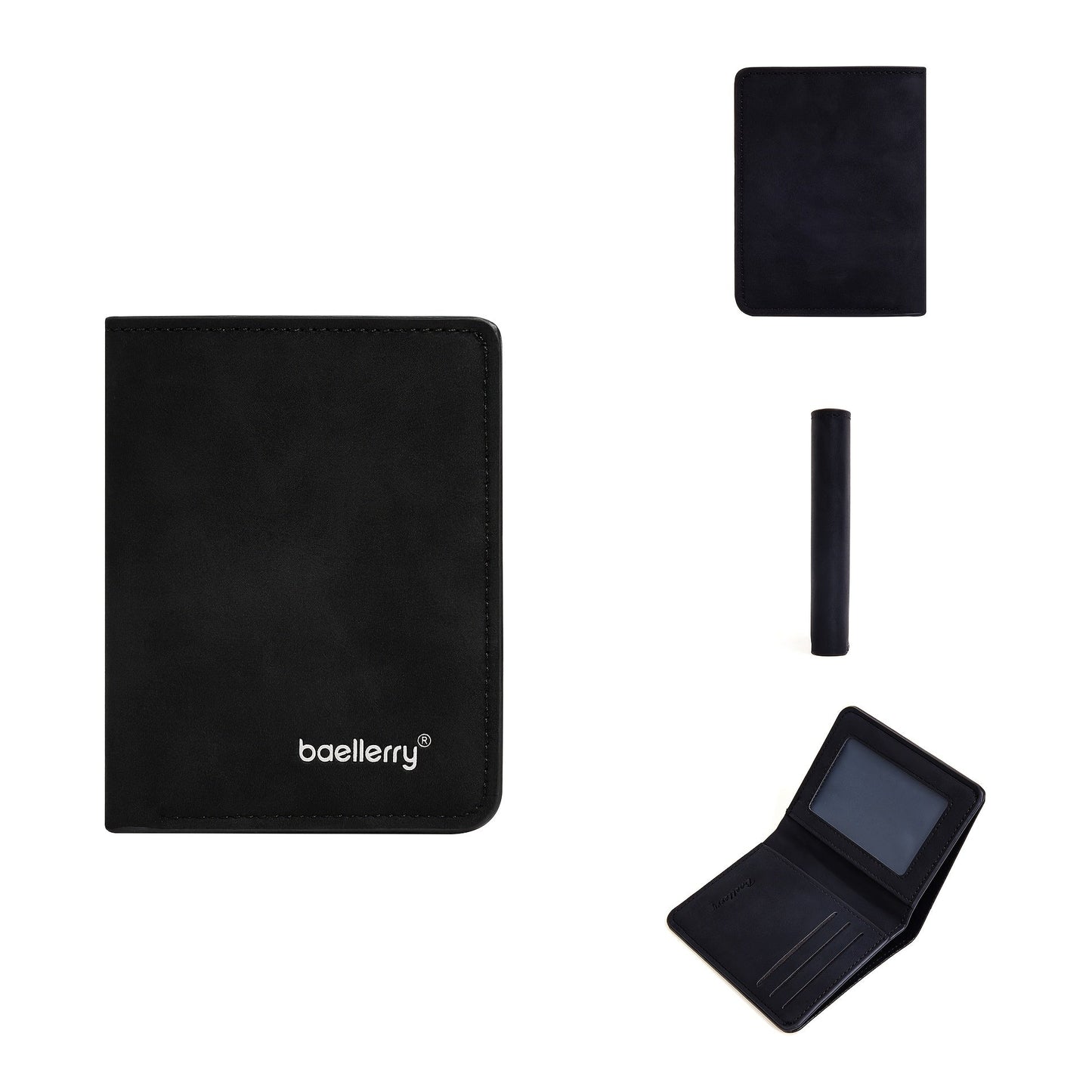 Men's Minimalist PU Leather Wallet, Slim Vertical Wallet with ID Window