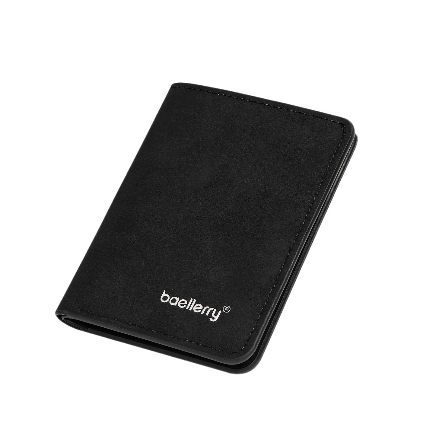 Men's Minimalist PU Leather Wallet, Slim Vertical Wallet with ID Window