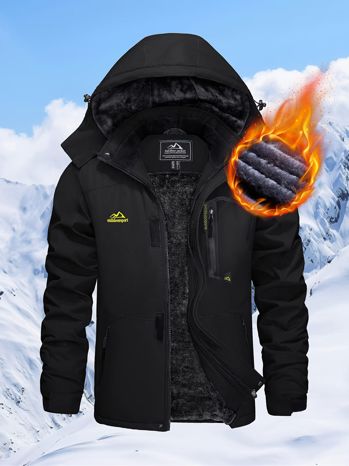 Men’s Heavyweight Fleece Lined Parka | Outdoor Thermal Hiking & Skiing Jacket
