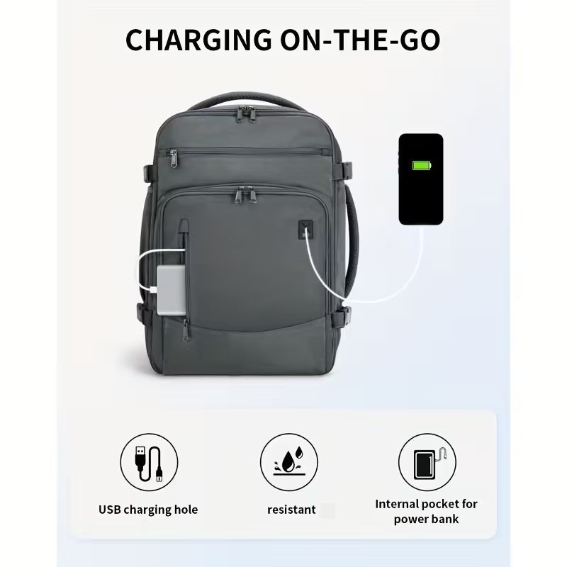 30L Travel Backpack with USB & Anti-Theft Pocket