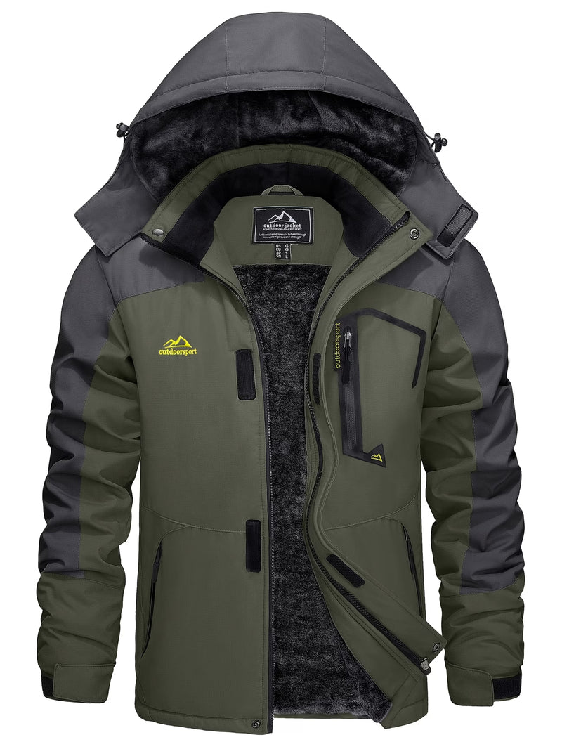 Men’s Heavyweight Fleece Lined Parka | Outdoor Thermal Hiking & Skiing Jacket